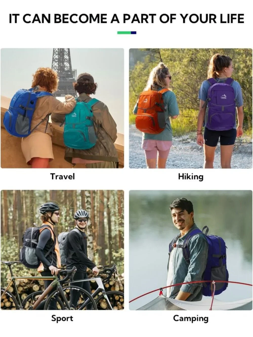 Lightweight Packable Daypack 25L for Hiking, Camping, Travel - Compact Folding